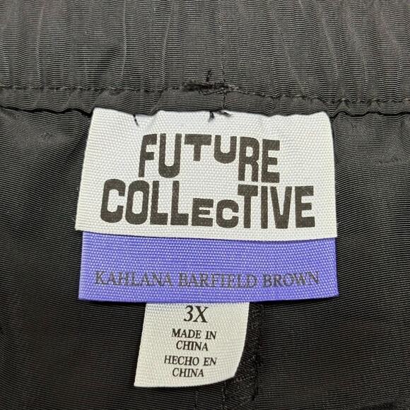 Future Collective Kahlana Brown High-Rise Nylon Ankle Zip Joggers Black Size 3X - Picture 7 of 11